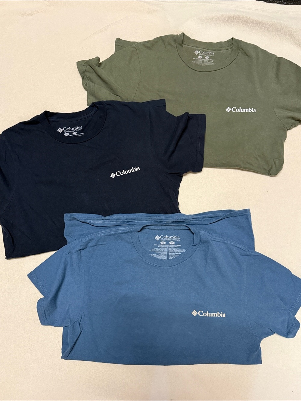 Columbia Three-Pack Short Sleeve Tees - Olive, Navy, Slate Blue